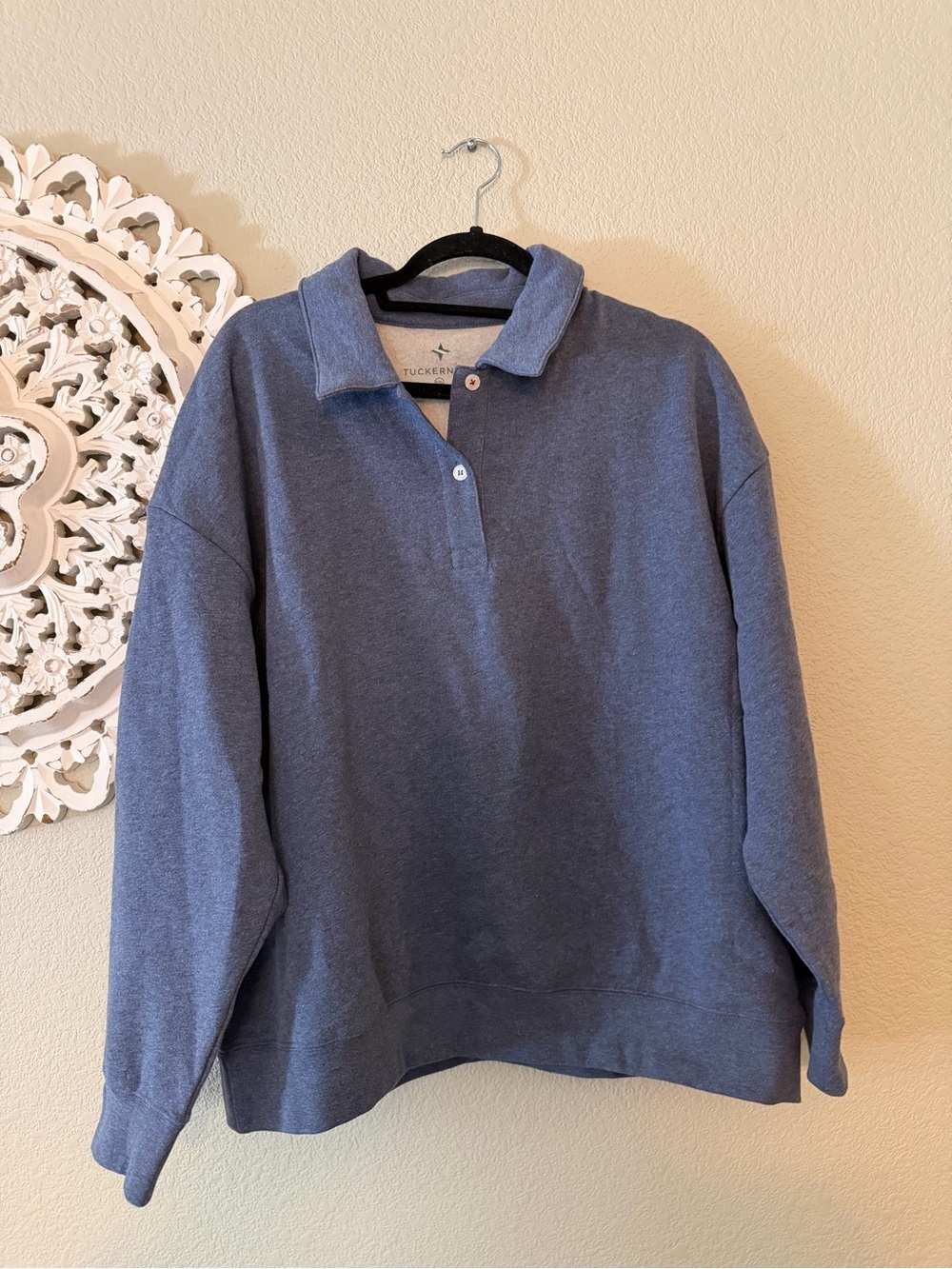 Tuckernuck Heathered Navy Polo Sweatshirt